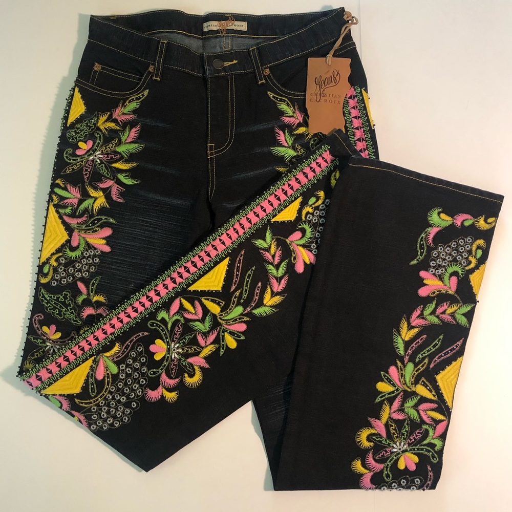 Embellished boot cut jeans by Christian Lacroix 28